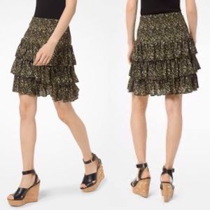 Michael Kors Floral Tiered Ruffle Skirt